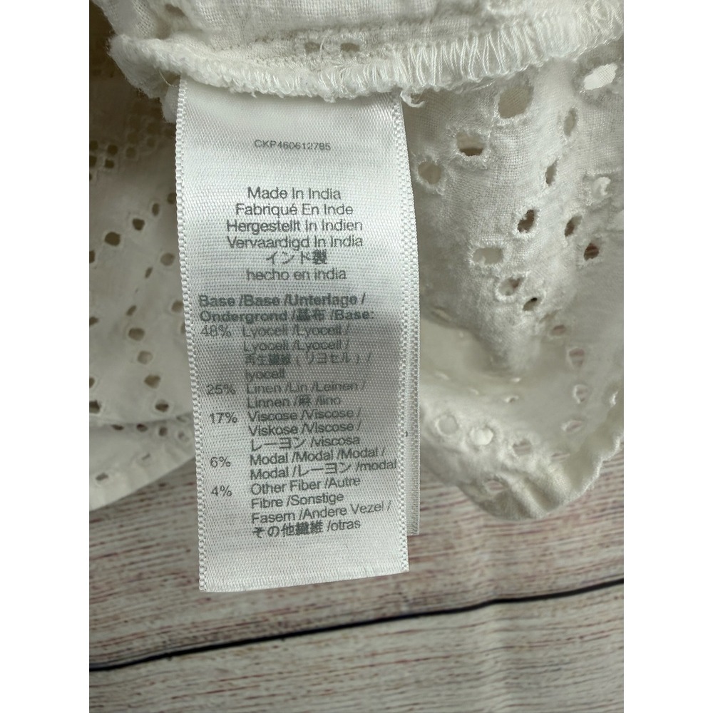 Madewell Eyelet Peplum Tank Top Womens Large White Tie Shoulder Smocked - Picture 6 of 8